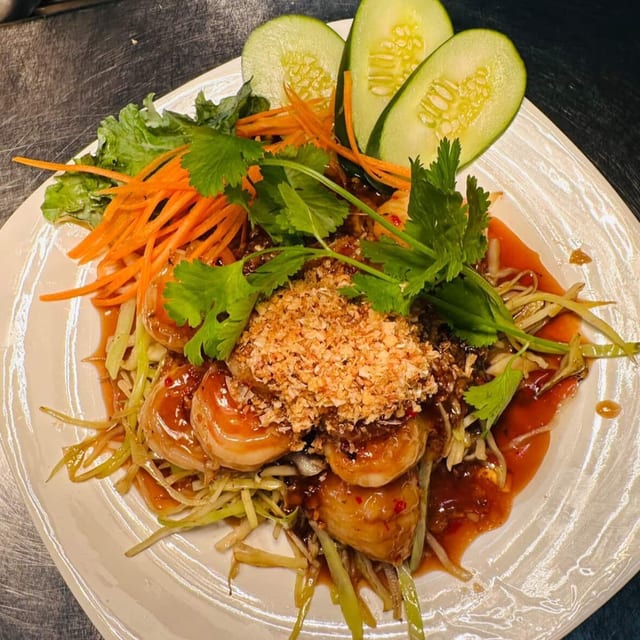 Shrimp & Scallop with Teriyaki Sauce.